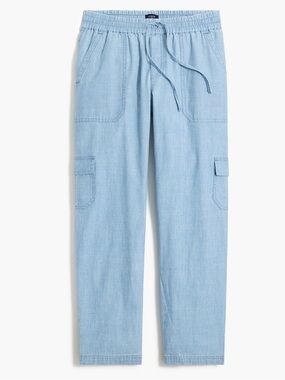 J Crew Chambray Drawstring Blue Cargo Pants Ladies 10